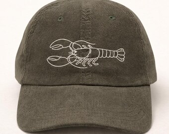 Lobster Embroidered Hat, Coastal Fisherman Cap, Nautical Dad Hat, Beach Vacation Gift