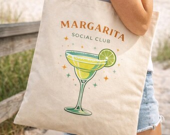 Margarita Social Club Tote, Beach Carryall, Cocktail Lover Gift, Girls Trip Bag, Bachelorette Favor