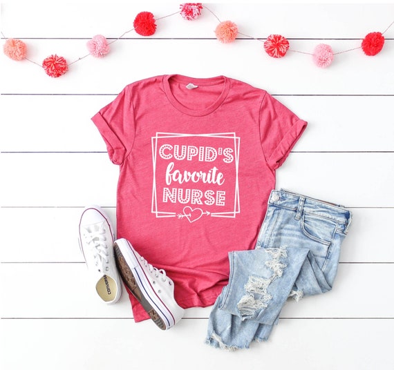 Nurse Shirts, Nurse Valentine Shirt, Nurse Valentine's Day, Nurse Gifts, Valentine's Day Shirt, Nursing Student, Cupid's Favorite Nurse, RN