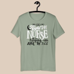 night shift nurse shirt sage green RN funny nurse graphic tee soft green nurse shirt