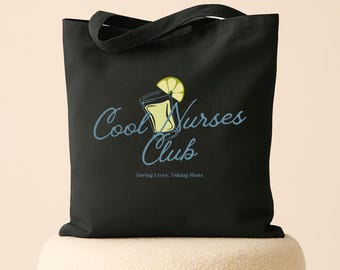Nurse Tote Bag Nurses Club, Funny RN Gift, Nursing Student Work Canvas Bag