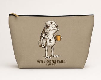 Funny Nurse Zipper Pouch, Frog Nursing Gift, RN Pen Bag, Clinical Essentials Organizer