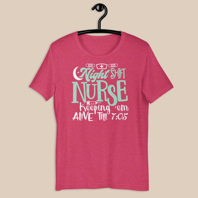 night shift nurse shirt dark pink funny nurse tee RN gift idea bold color nurse shirt
