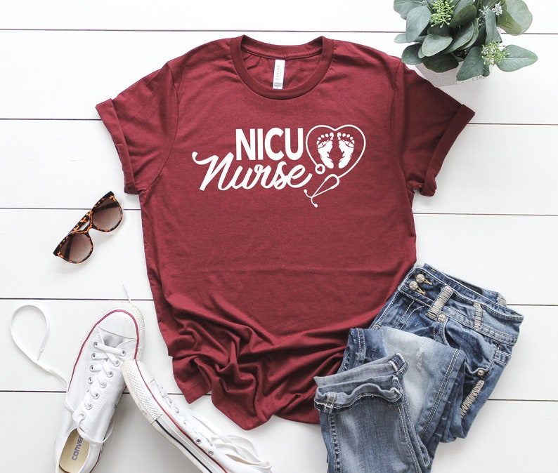 Nurse Shirts, NICU Nurse Shirt, NICU Nurse, Preemie Nurse, Registered Nurse, Nurse Grad Gift, Nursing Student, Nursing Student Gift, RN, lpn Cardinal / All White