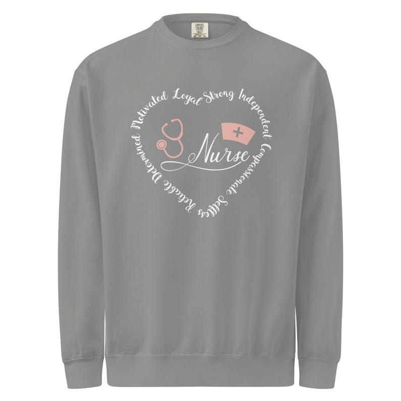 Light gray nurse sweatshirt with nurse graphic, unisex nurse life crewneck pullover