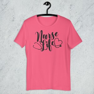 Bright pink Nurse Life shirt with stethoscope heart design cute nurse gift for nursing students and RNs