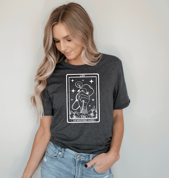 Funny Nurse Shirt, Witchy Nurse Tarot Card Shirt for Work, Registered Nurse Shirt, RN Stethoscope Shirt, Mystical Nurse Shirt, Nurse Gift