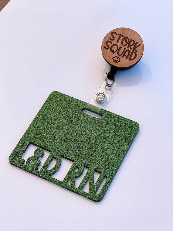 RN Labor and Delivery Footprint Badge Reel, Personalized Badges for Nurses, Nicu RN, Postpartum ID Badge Pull, Purple Green, RN Gifts, Graduation