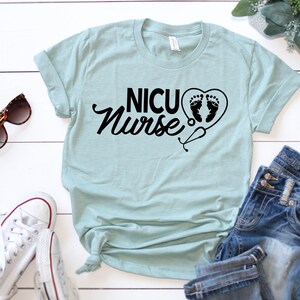 Nurse Shirts, NICU Nurse Shirt, NICU Nurse, Preemie Nurse, Registered Nurse, Nurse Grad Gift, Nursing Student, Nursing Student Gift, RN, lpn Dusty Blue/All Black