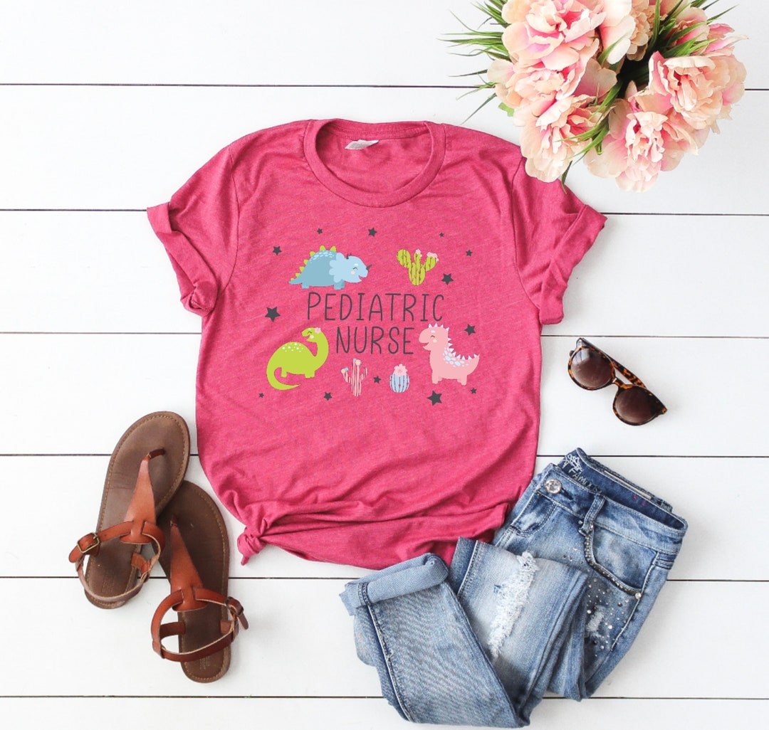 Pediatric Nurse Shirt, Cute Peds Nurse Shirt, Kids Nurse Shirt, Dinosaur Nurse Shirt, Pediatric