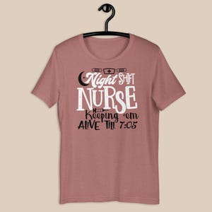 night shift nurse shirt mauve dusty rose RN funny nurse gift shirt