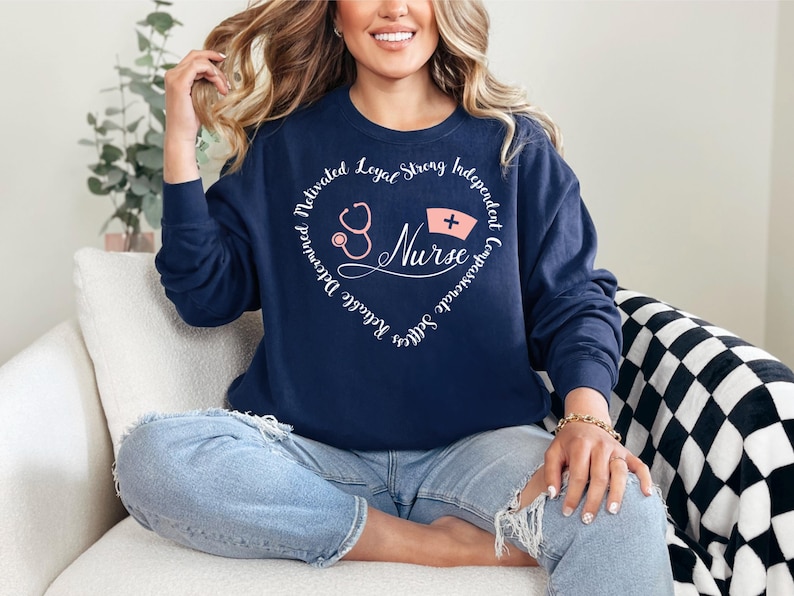 Nurse Sweatshirt Crewneck, Nursing Student RN Graduation Gift, Appreciation Pullover, Stethoscope Appreciation Jacket True Navy