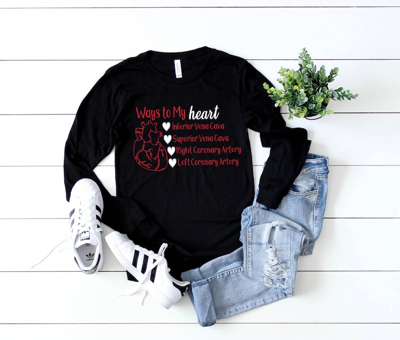 Nurse Shirts, Anatomical Heart, Anatomy Shirt, Nurse Gift Ideas, Nurse Practitioner, Registered Nurse, RN, LPN, Nursing Student, Nurse Black / White & Red