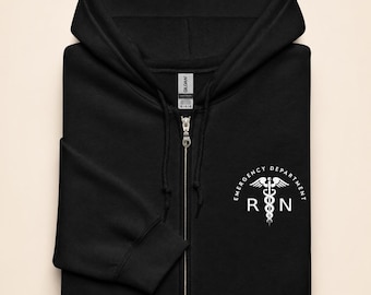 ER Nurse Hoodie, Emergency Department RN Jacket, Trauma Nursing Gift, Full Zip Sweatshirt