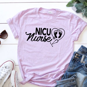 Nurse Shirts, NICU Nurse Shirt, NICU Nurse, Preemie Nurse, Registered Nurse, Nurse Grad Gift, Nursing Student, Nursing Student Gift, RN, lpn Lilac / All Black