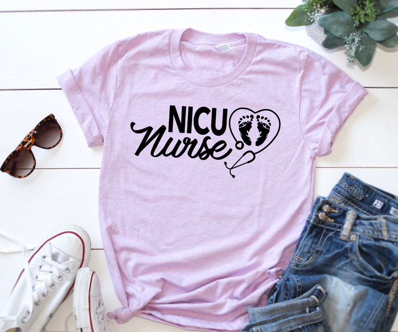 Nurse Shirts, NICU Nurse Shirt, NICU Nurse, Preemie Nurse, Registered Nurse, Nurse Grad Gift, Nursing Student, Nursing Student Gift, RN, lpn Lilac / All Black