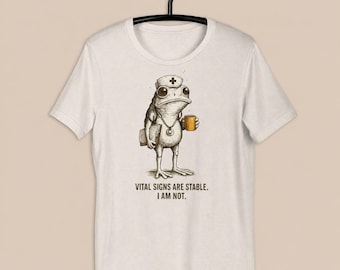 Funny Nurse Shirt, Vital Signs Frog Tee, Nursing Humor Gift for RN Healthcare Worker
