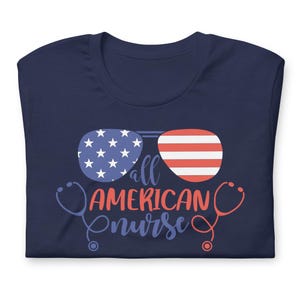 All American Nurse shirt navy patriotic nurse tee 4th of July RN shirt deep blue option