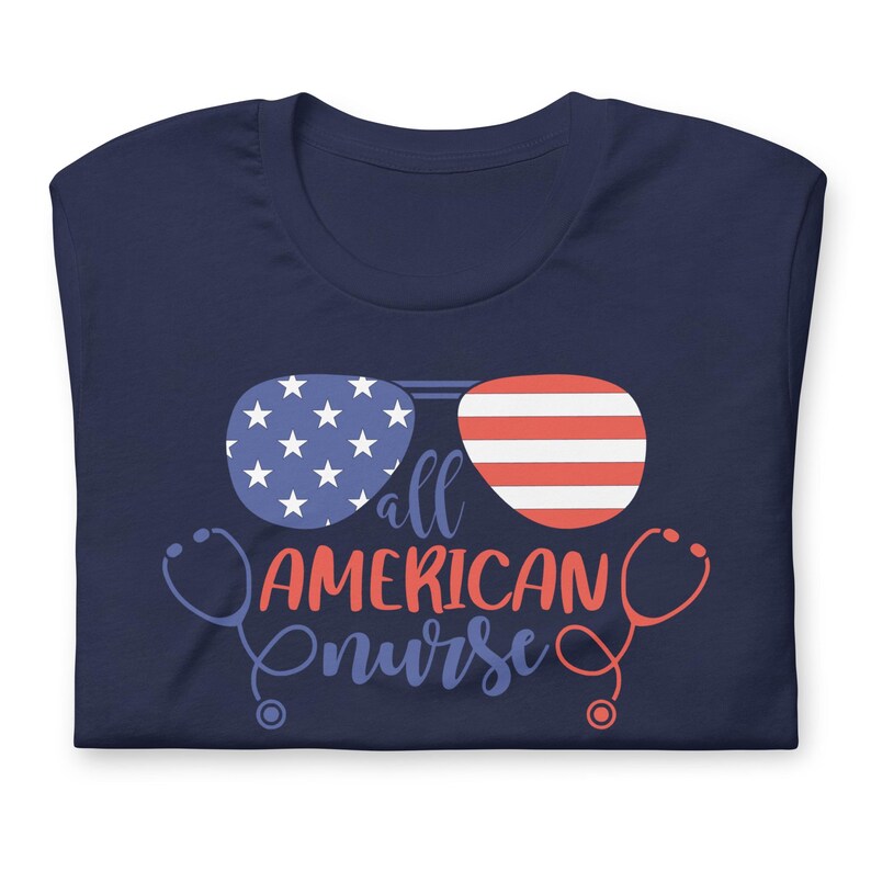 All American Nurse shirt navy patriotic nurse tee 4th of July RN shirt deep blue option