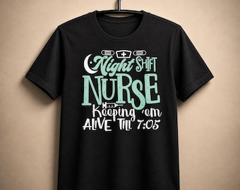 Camiseta divertida para enfermeras de turno de noche, regalo para enfermeras tituladas, camiseta para enfermeras de noche, estudiante de enfermería de turno de noche.