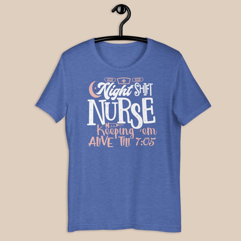 night shift nurse shirt royal blue RN funny overnight nurse graphic tee