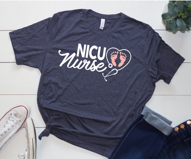 Nurse Shirts, NICU Nurse Shirt, NICU Nurse, Preemie Nurse, Registered Nurse, Nurse Grad Gift, Nursing Student, Nursing Student Gift, RN, lpn Navy / White & Pink