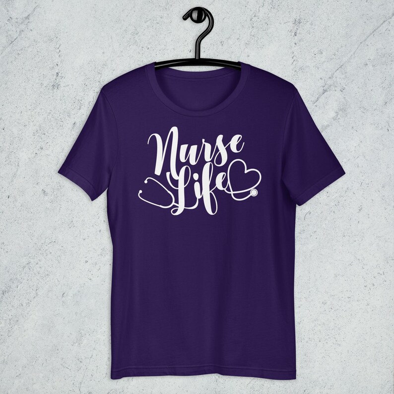 Deep purple Nurse Life shirt with white stethoscope heart design RN nurse gift healthcare apparel