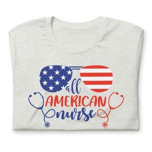 All American Nurse shirt cream neutral patriotic nurse tee 4th of July RN shirt soft color option