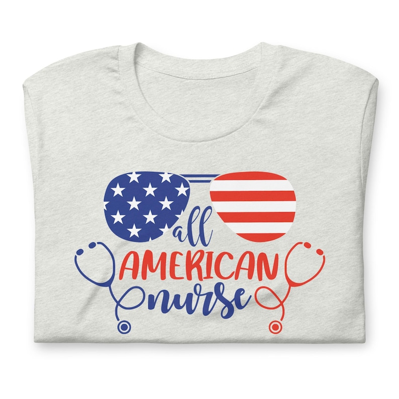 All American Nurse shirt cream neutral patriotic nurse tee 4th of July RN shirt soft color option