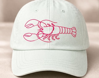 Preppy Lobster Hat, Coastal Baseball Cap, Nautical Summer Dad Hat, Beach Gift
