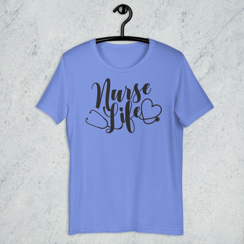 Light blue Nurse Life shirt with white stethoscope heart design nurse gift RN LPN nursing student tee