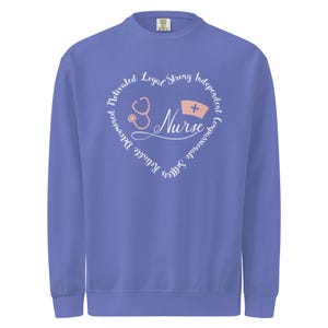 Purple blue nurse sweatshirt crewneck, unisex nurse apparel for registered nurses and nursing school students