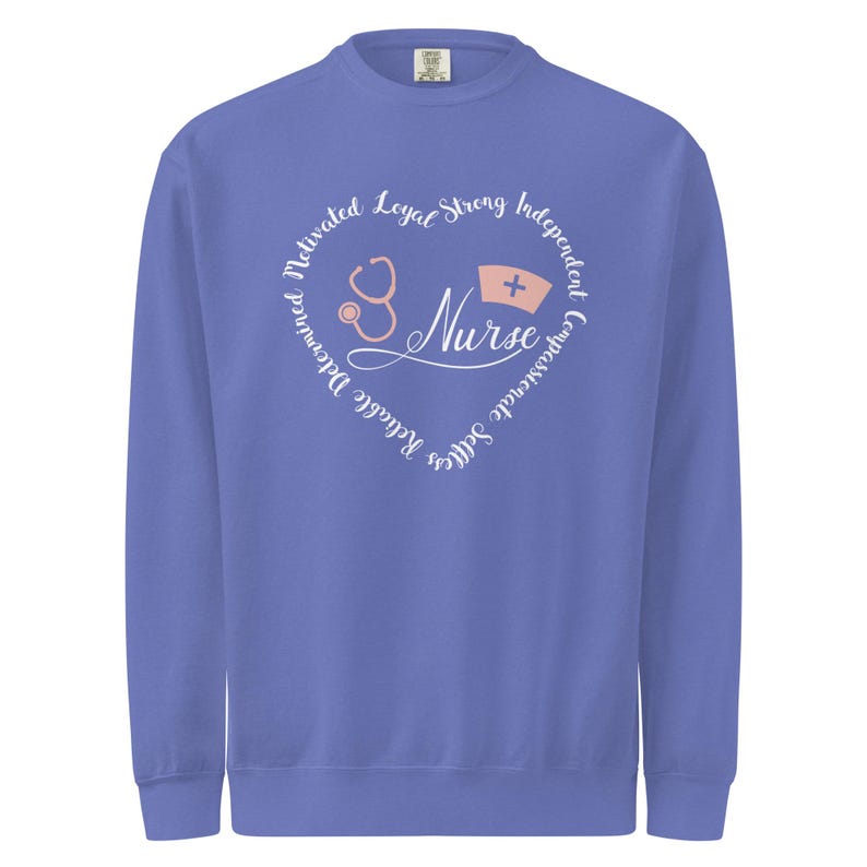 Purple blue nurse sweatshirt crewneck, unisex nurse apparel for registered nurses and nursing school students