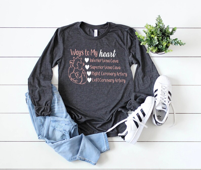Nurse Shirts, Anatomical Heart, Anatomy Shirt, Nurse Gift Ideas, Nurse Practitioner, Registered Nurse, RN, LPN, Nursing Student, Nurse Drk Gry/White & Pink