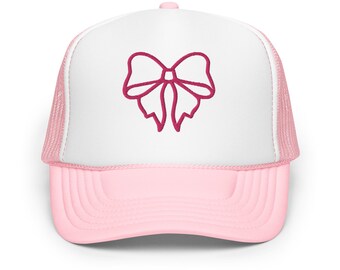 Trendy Trucker Hat, Embroidered Hat, Coquette, Girly Bow Trucker Hat, Custom Hat, Summer Hat, Coastal Cowgirl, Custom Trucker Hat, Beach Hat
