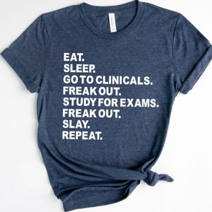 Funny nursing student shirt with clinicals survival quote printed on Bella Canvas tee