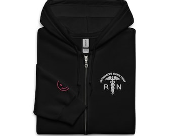 Embroidered ICU Nurse Hoodie, Critical Care Nurse Sweatshirt, Intensive Care Nurse Jacket, Trauma Nurse Sweatshirt, Nurse Gift, RN Grad Gift
