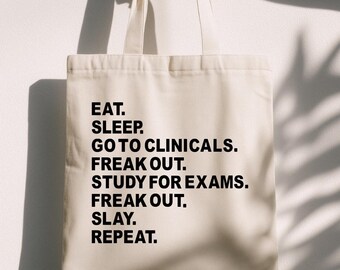 Funny Nursing School Bag, Student Nurse Tote, Clinical RN Gift, Practitioner Work Reusable Lunchbag