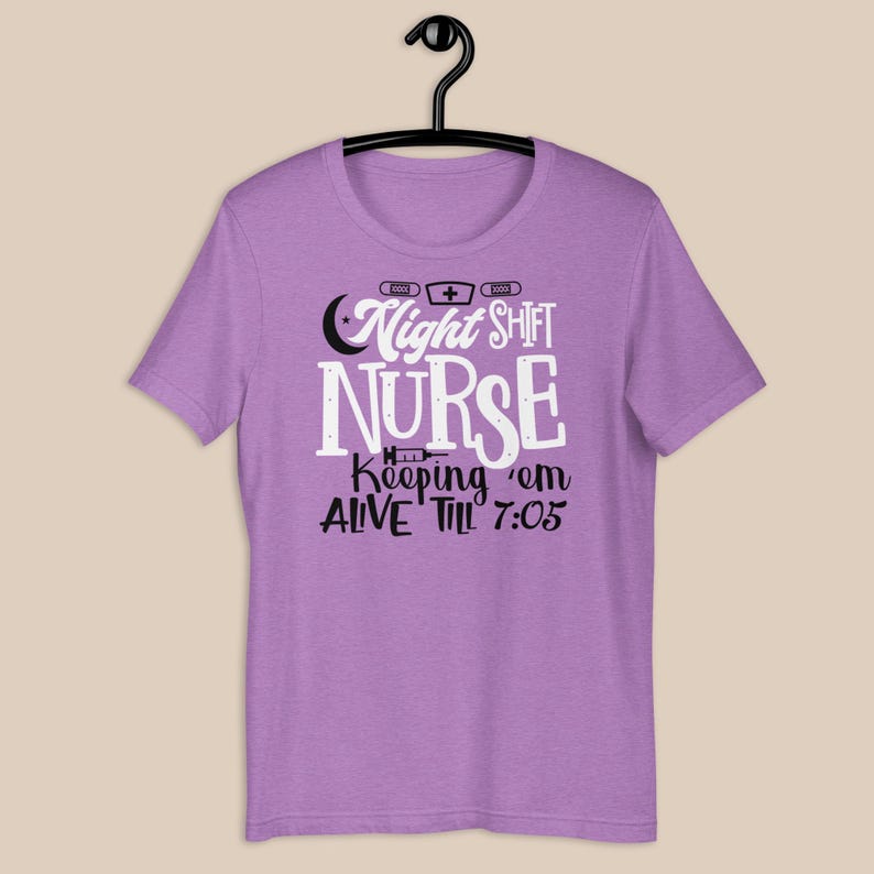 night shift nurse shirt lavender purple RN funny nurse gift tee pastel nurse shirt