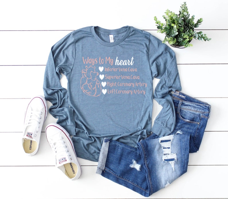 Nurse Shirts, Anatomical Heart, Anatomy Shirt, Nurse Gift Ideas, Nurse Practitioner, Registered Nurse, RN, LPN, Nursing Student, Nurse Slate / White & Pink