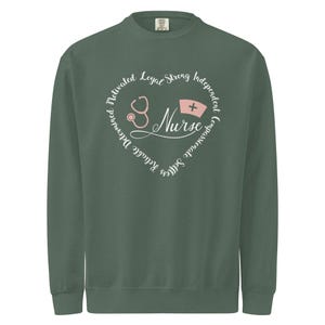 Green nurse crewneck sweatshirt, cozy nurse apparel gift for nurses and new graduates