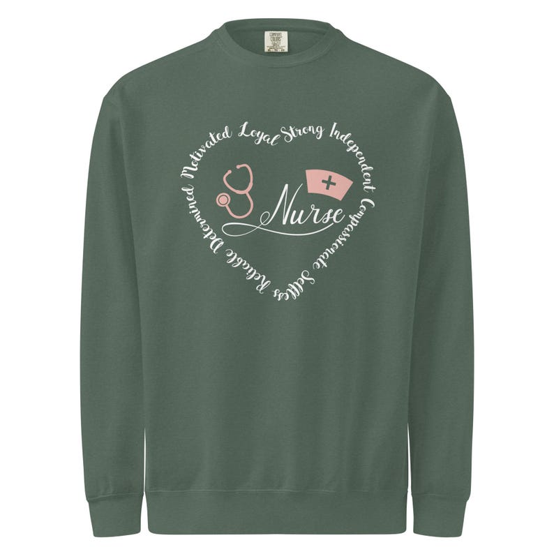 Green nurse crewneck sweatshirt, cozy nurse apparel gift for nurses and new graduates