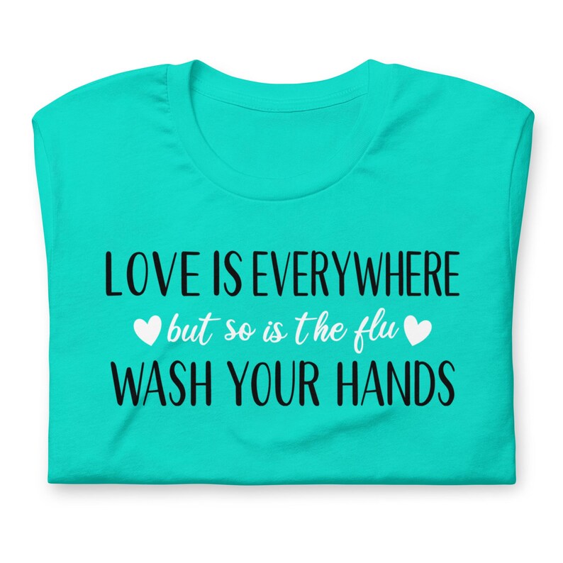 Cute nurse shirt wash your hands flu season design on teal healthcare worker tee