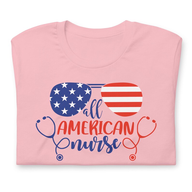 All American Nurse shirt pink patriotic nurse tee 4th of July RN shirt feminine color option