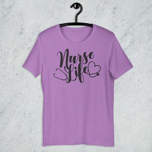 Purple Nurse Life shirt with white stethoscope heart design cute nurse gift for RN LPN healthcare