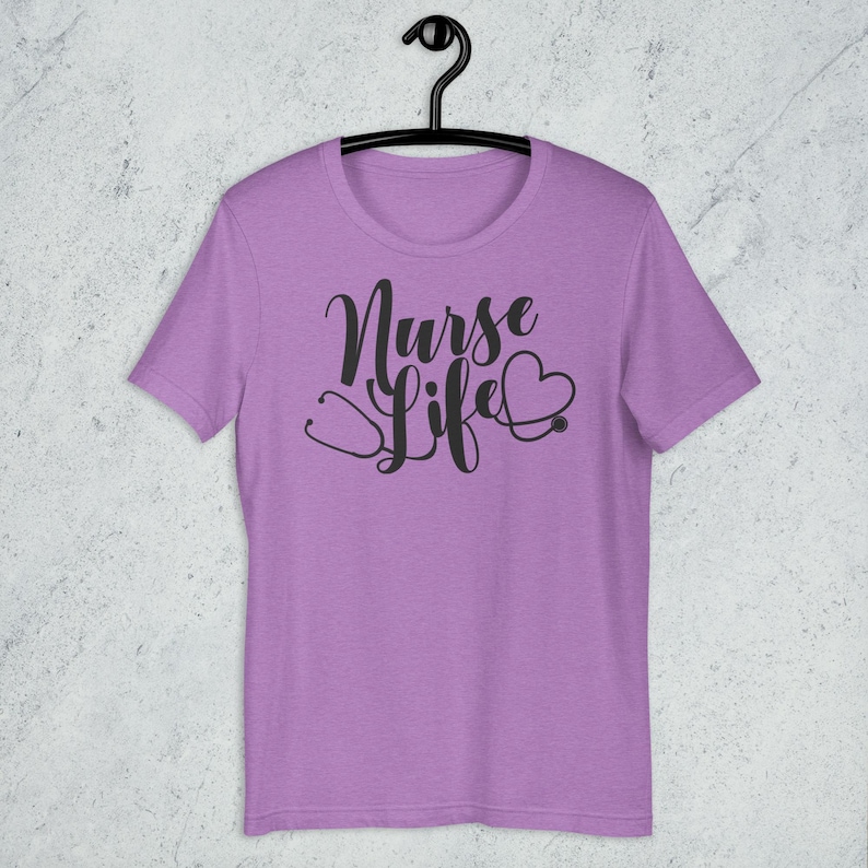 Purple Nurse Life shirt with white stethoscope heart design cute nurse gift for RN LPN healthcare
