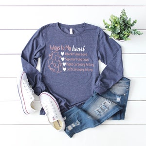 Nurse Shirts, Anatomical Heart, Anatomy Shirt, Nurse Gift Ideas, Nurse Practitioner, Registered Nurse, RN, LPN, Nursing Student, Nurse Navy / White & Pink