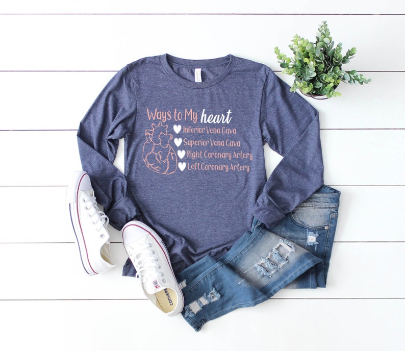 Nurse Shirts, Anatomical Heart, Anatomy Shirt, Nurse Gift Ideas, Nurse Practitioner, Registered Nurse, RN, LPN, Nursing Student, Nurse Navy / White & Pink