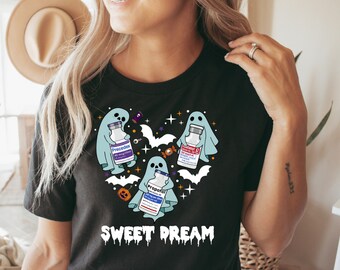 Camiseta divertida de Halloween para enfermeras de UCI, camiseta de Halloween para enfermeras de cuidados intensivos, camiseta divertida de Halloween con propofol, camiseta de Halloween para enfermeras, enfermera de urgencias