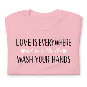 Cute nurse valentines shirt wash your hands design on light pink RN shirt